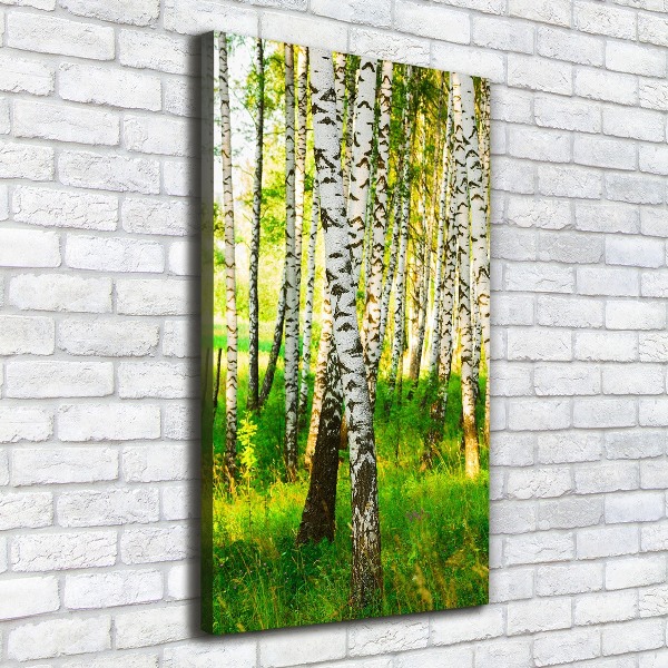 Quadro su tela canvas verticale Foresta di betulle