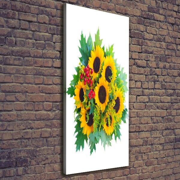 Stampa quadro su tela verticale Un mazzo di girasoli