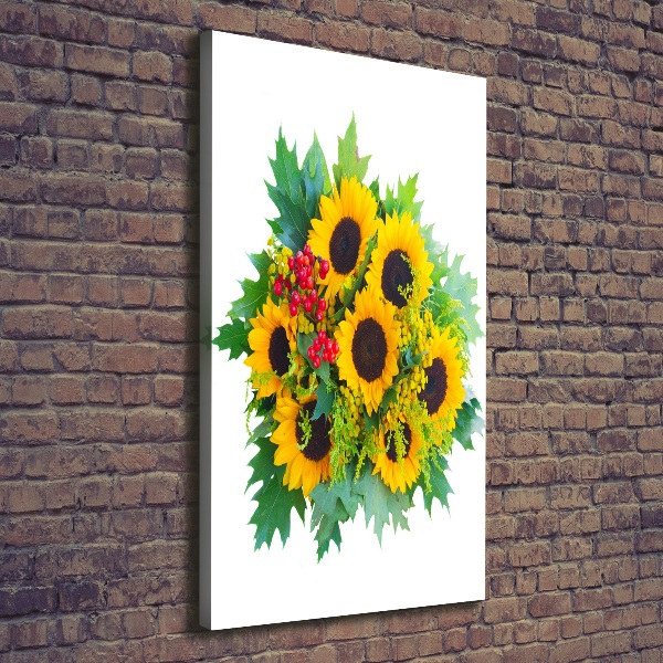 Stampa quadro su tela verticale Un mazzo di girasoli