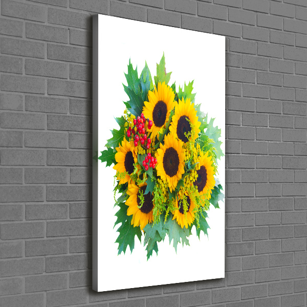 Stampa quadro su tela verticale Un mazzo di girasoli