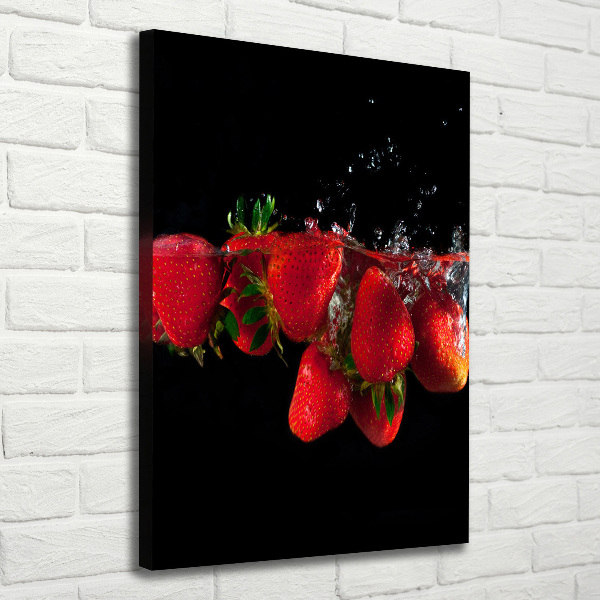 Quadro foto su tela verticale Fragole in acqua