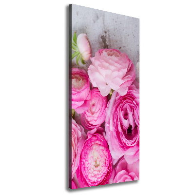 Quadro su tela canvas verticale Ranuncoli rosa