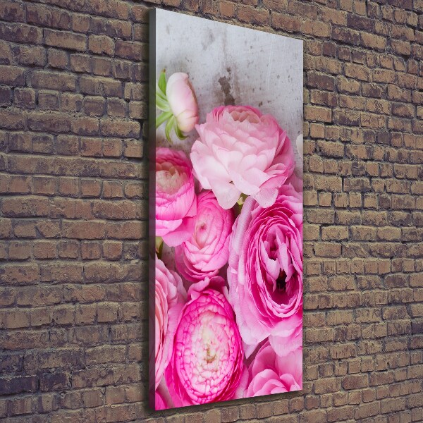 Quadro su tela canvas verticale Ranuncoli rosa