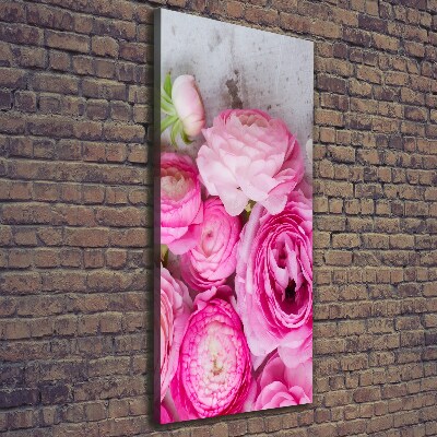 Quadro su tela canvas verticale Ranuncoli rosa