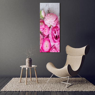 Quadro su tela canvas verticale Ranuncoli rosa