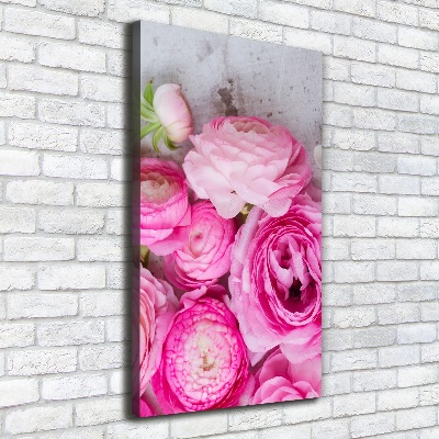 Quadro su tela canvas verticale Ranuncoli rosa