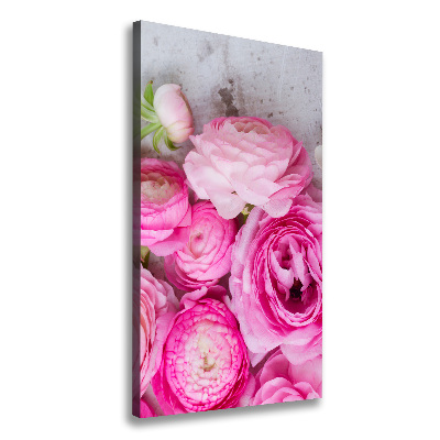 Quadro su tela canvas verticale Ranuncoli rosa