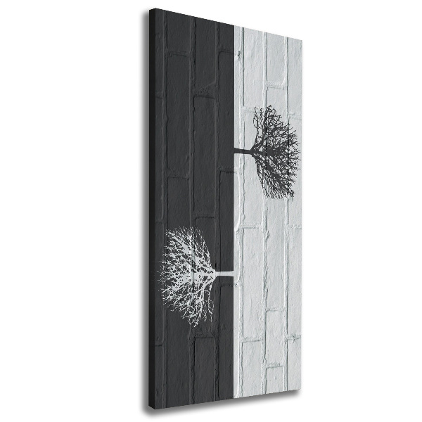 Quadro su tela canvas verticale Alberi sul muro