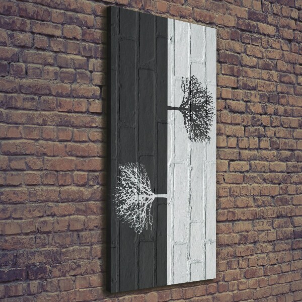 Quadro su tela canvas verticale Alberi sul muro