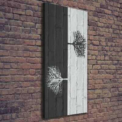 Quadro su tela canvas verticale Alberi sul muro