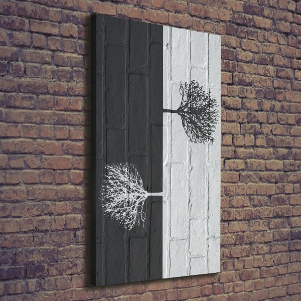 Quadro su tela canvas verticale Alberi sul muro