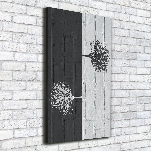 Quadro su tela canvas verticale Alberi sul muro