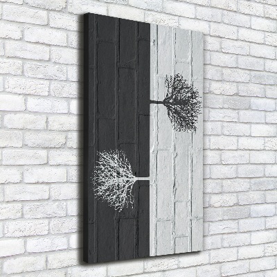Quadro su tela canvas verticale Alberi sul muro
