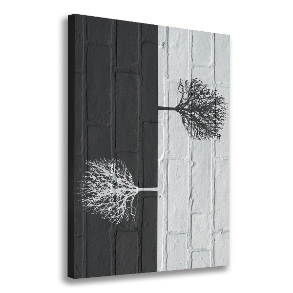 Quadro su tela canvas verticale Alberi sul muro