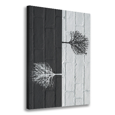 Quadro su tela canvas verticale Alberi sul muro