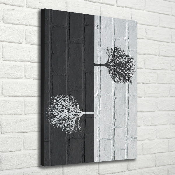 Quadro su tela canvas verticale Alberi sul muro