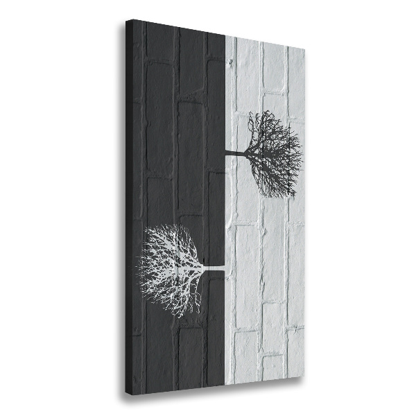Quadro su tela canvas verticale Alberi sul muro