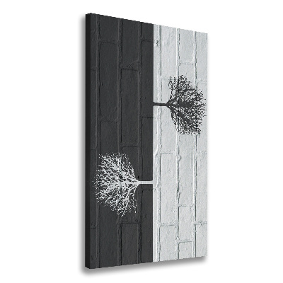 Quadro su tela canvas verticale Alberi sul muro