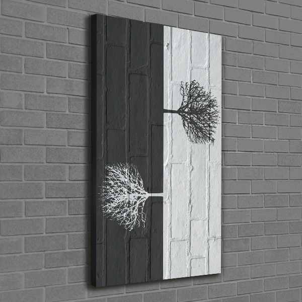 Quadro su tela canvas verticale Alberi sul muro
