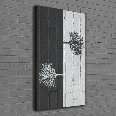 Quadro su tela canvas verticale Alberi sul muro