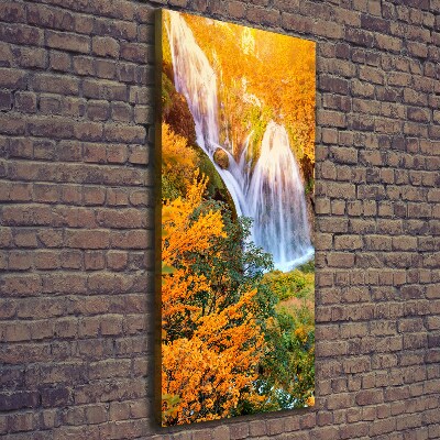 Quadro foto su tela verticale Cascata in autunno