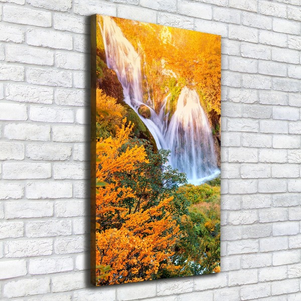 Quadro foto su tela verticale Cascata in autunno