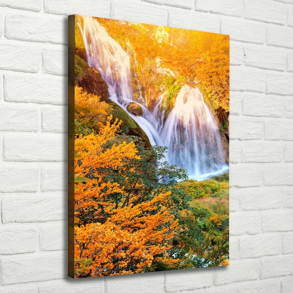 Quadro foto su tela verticale Cascata in autunno