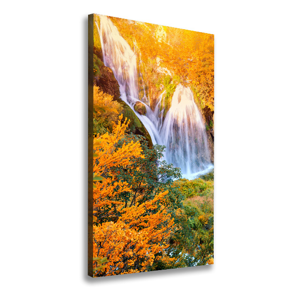 Quadro foto su tela verticale Cascata in autunno