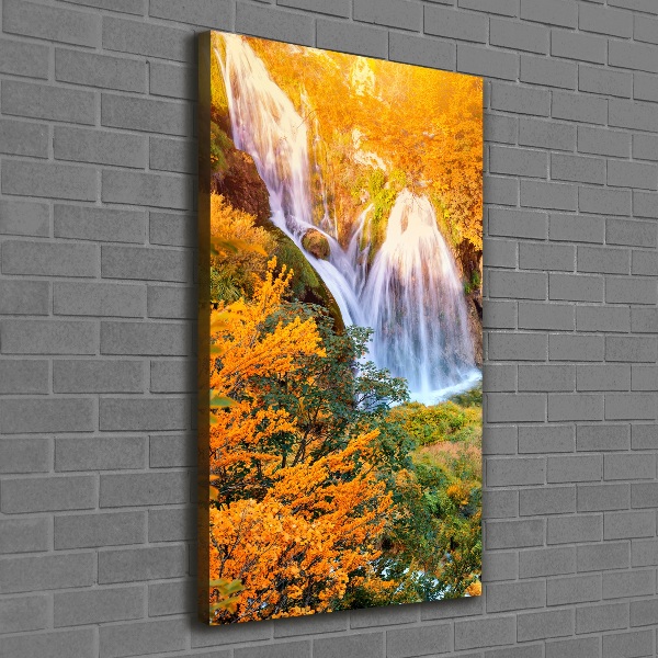 Quadro foto su tela verticale Cascata in autunno