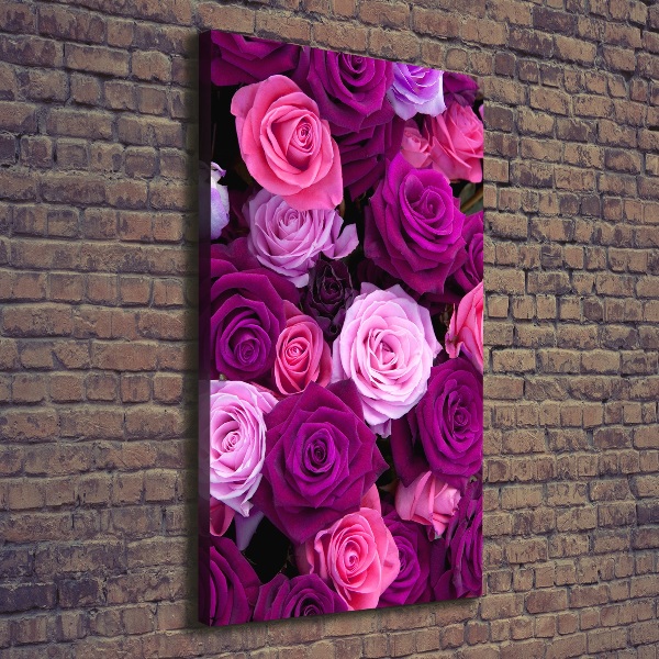 Quadro su tela canvas verticale Rose rosa