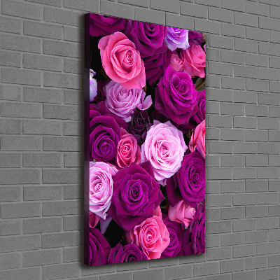 Quadro su tela canvas verticale Rose rosa