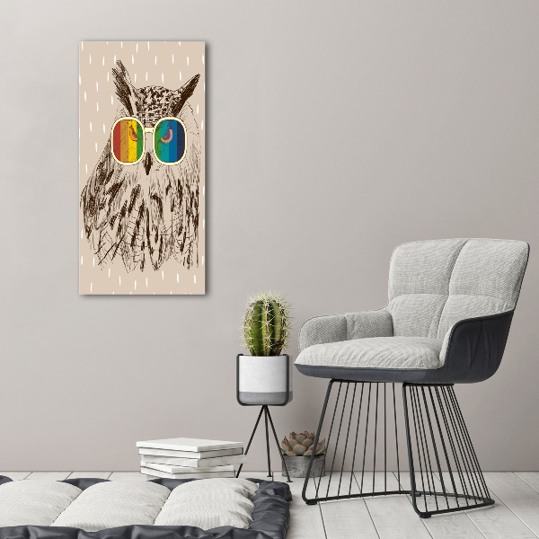 Quadro su tela canvas verticale Gufi con gli occhiali