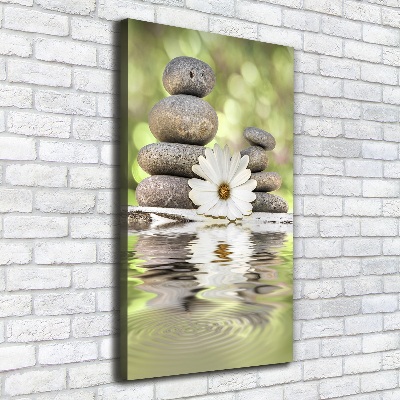 Stampa quadro su tela verticale Pietre e fiori
