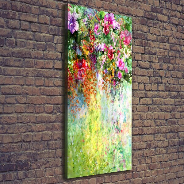 Quadro foto su tela verticale Fiori colorati