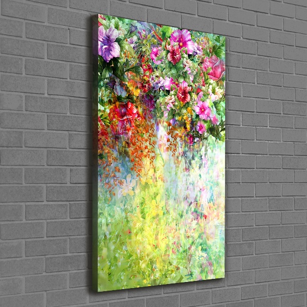 Quadro foto su tela verticale Fiori colorati