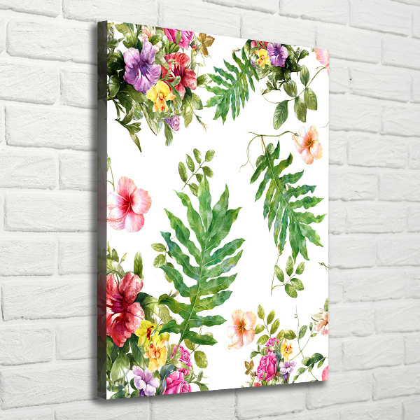 Stampa quadro su tela verticale Fiori tropicali