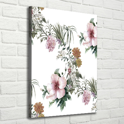 Quadro foto su tela verticale Fiori tropicali