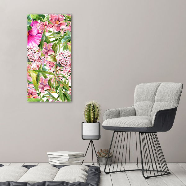 Quadro su tela canvas verticale Fiori tropicali