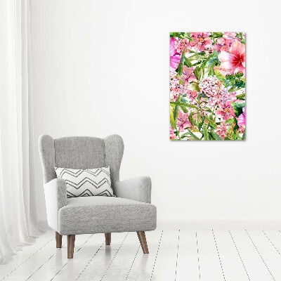 Quadro su tela canvas verticale Fiori tropicali