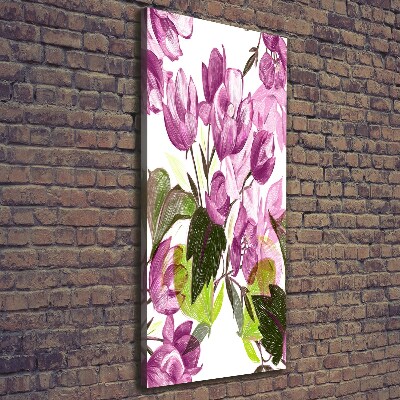 Stampa quadro su tela verticale Fiori viola