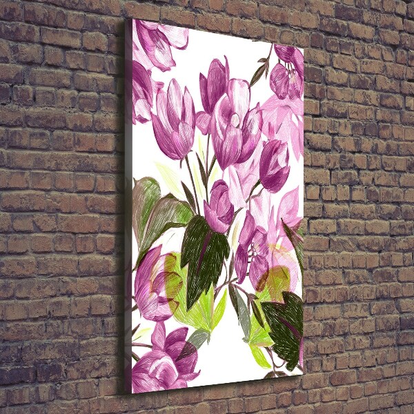 Stampa quadro su tela verticale Fiori viola