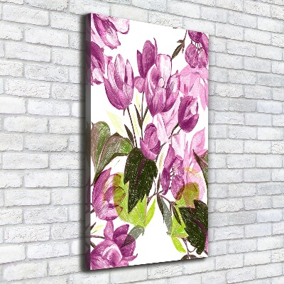 Stampa quadro su tela verticale Fiori viola