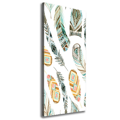 Quadro foto su tela verticale Piume etniche