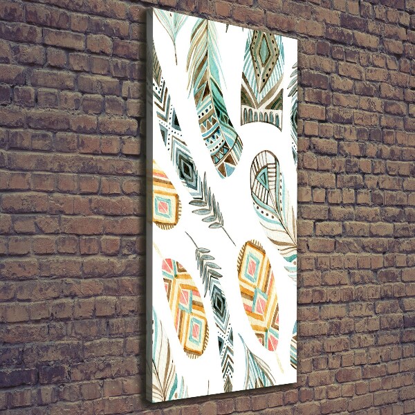 Quadro foto su tela verticale Piume etniche