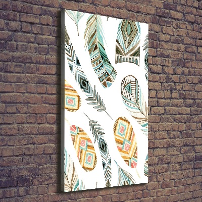 Quadro foto su tela verticale Piume etniche
