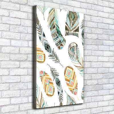 Quadro foto su tela verticale Piume etniche