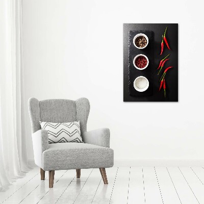 Quadro foto su tela verticale Spezie e peperoni