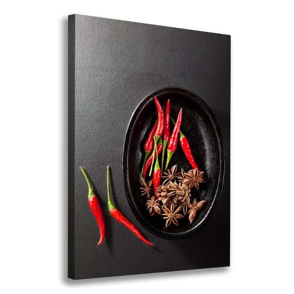 Quadro su tela canvas verticale Peperoncini