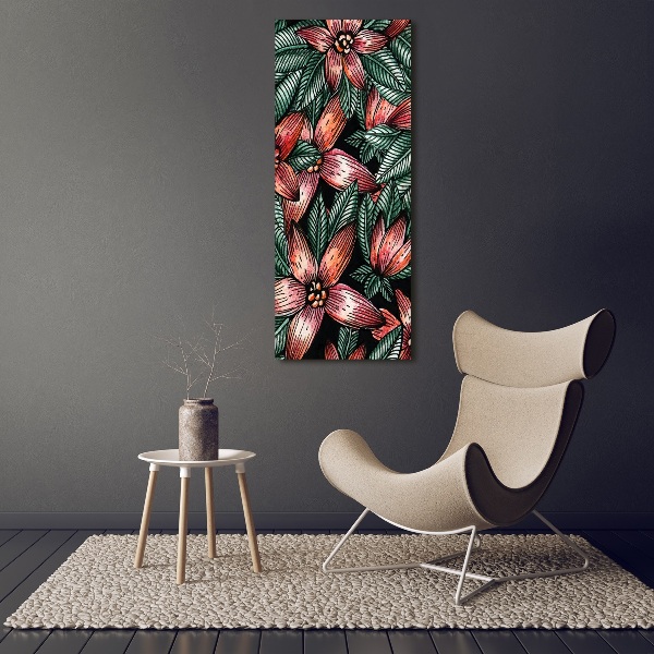 Quadro foto su tela verticale Fiori tropicali
