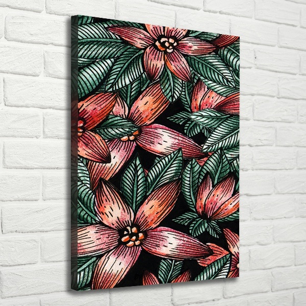 Quadro foto su tela verticale Fiori tropicali